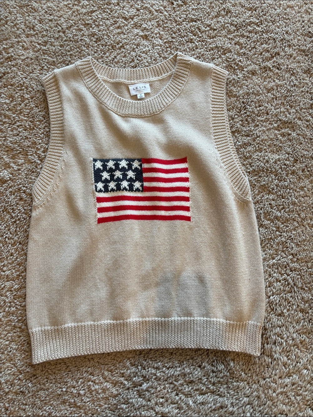 Tan American Flag Sweater Tank